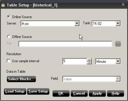 Reference Manual 3.5.2 Table Setup Click the Table Setup button in the Historical Table window to configure how to display various tank parameters.