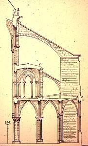 To build the flying buttress, it was first necessary to construct temporary wooden frames which are called centering.