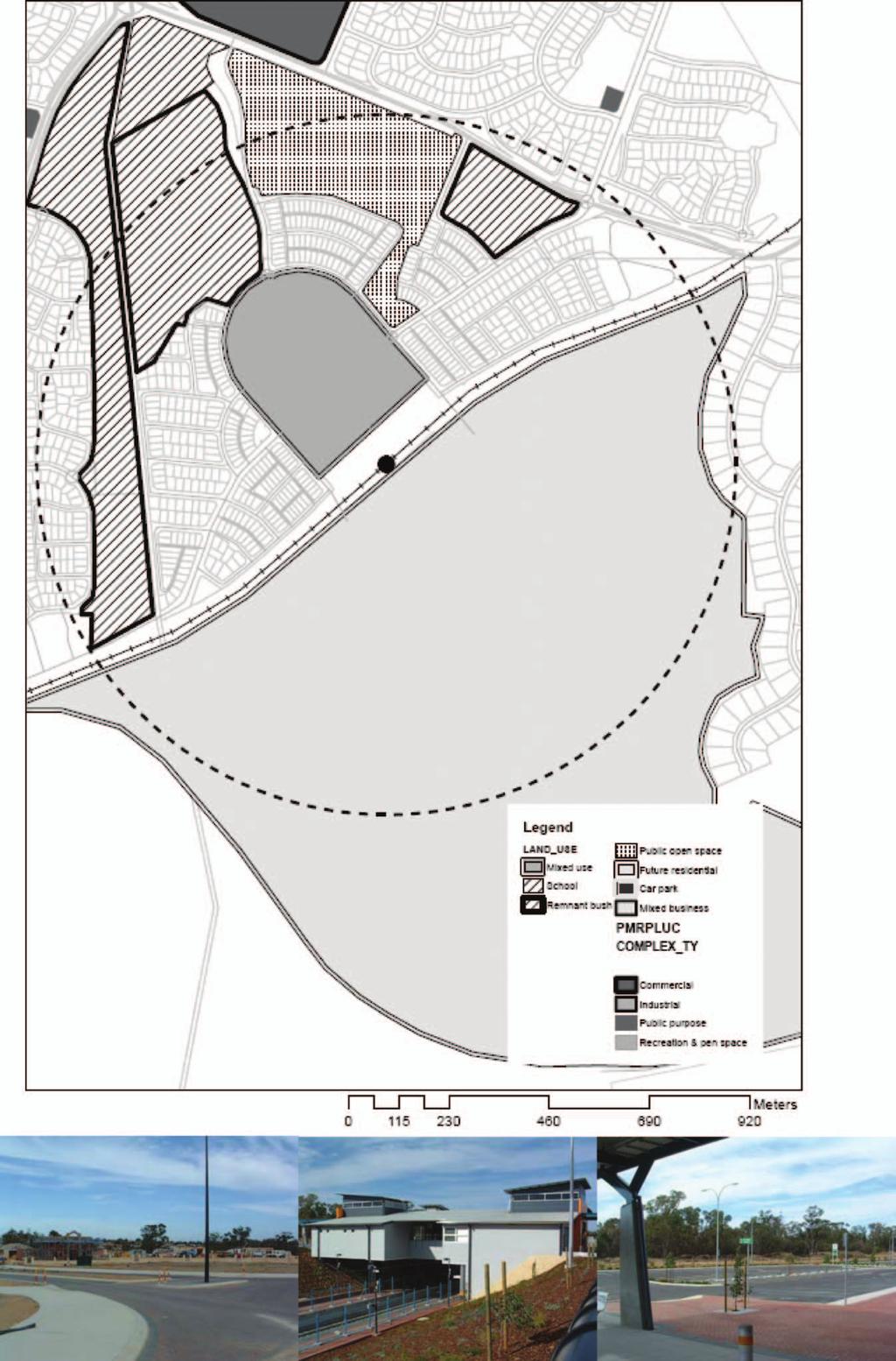 Evolution of the TOD Model for Low-density Cities FIGURE 5. Wellard 800m Station Precinct: Land Use.