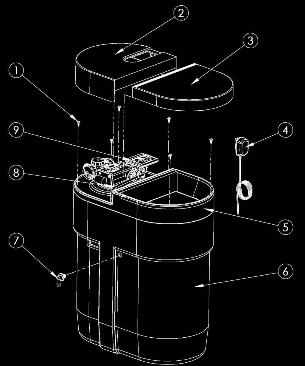 Assembly and Parts Cabinet/Cover/Salt Lid Assemblies Figure 17: Cabinet and Cover Assemblies Figure 18: Controller Tab Lock Detail Part # Description