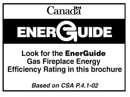 Based on CSA P.4.1-09 MODEL EFFICIENCY RATINGS ENERGUIDE RATINGS FIREPLACE EFFICIENCY PERCENTAGE Steady State (%) Fan-OFF Fan-ON D.O.E. (AFUE PERCENTAGE) 30ILDVNV 71.