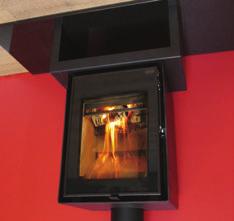 A stylish looking stove Serenity Curve 40 on legs that is equally at home whether installed into a fireplace, a freestanding