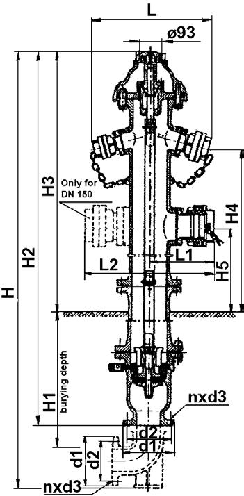 SURFACE HYDRANT PN 16 HSR-16 page 6 A - in water supply systems for fire extinguishing or for other needs. - nominal pressure....16 bar; - working temperature range.