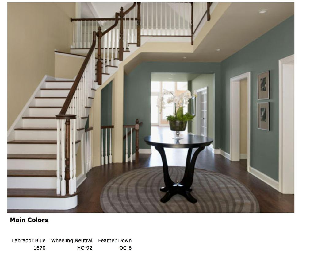 Choose Perfect Paint Colors for Your Home in Five Easy Steps (Paint colors used in this photo are Benjamin Moore 1670 Labrador Blue, HC-92 Wheeling Natural, and OC-6 Feather Down) Beautiful paint