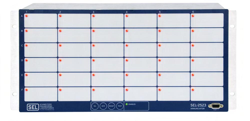 SEL-2523 Advanced Annunciator Panel Complete Alarm Monitoring, Annunciation, and Communication Major Features and Benefits High Reliability, Low Price Ten-Year, Worldwide Warranty 40 to +85 C