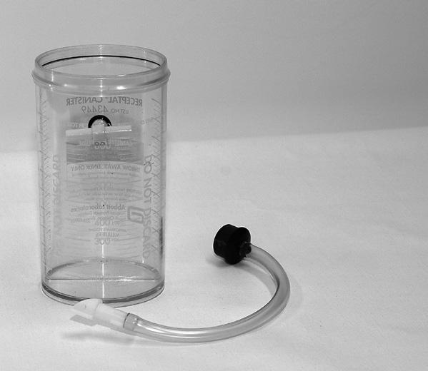 A disposable liner including lid with filter, tube and connectors. The Abbott Receptal Canister contains a hydrophilic filter that shuts off the vacuum if the canister is full or the LSU tips over.