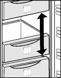 u To store frozen food directly on the shelves: pull the drawer forward and lift it out. 5.8.6 Shelves u To remove shelf: lift it at the front and pull out forward.