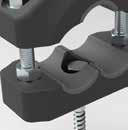 Trefoil clamps with hardware Features Captive elastomeric inserts for increased cable protection and containment Smooth profile which improve overall strength while in operation Polyamide resin
