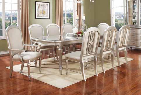 REGENCY PARK PLATINUM DINING Dramatic 78 to 114-inch table in pearlized