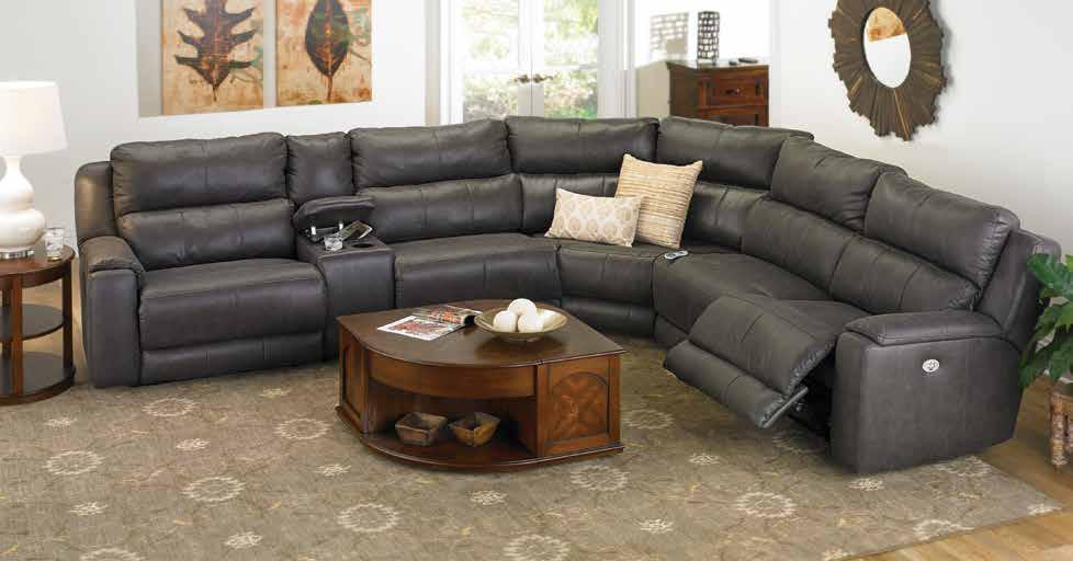 2699 RETAIL 4500 TRIPLE RECLINING STORAGE SECTIONAL WITH POWER HEADREST All 3 reclining seats have