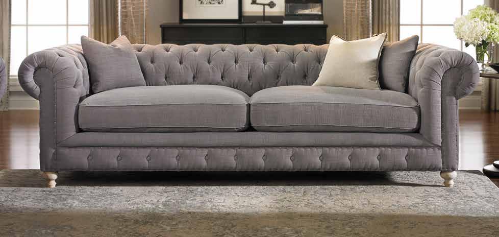 linen with 8-way hand-tied deep seating and 5 pounds of luxurious goose
