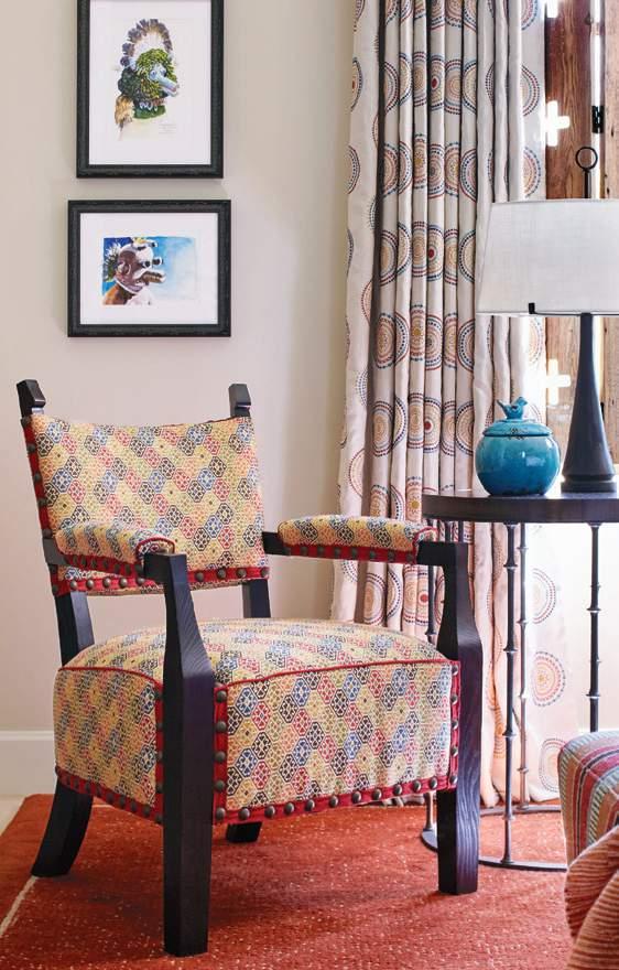 Hickory Chair. Mac s Custom Drapery fabricated the draperies, made from a Lee Jofa material purchased through Kravet.