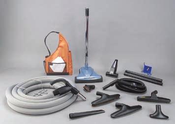 bare floor brush, premium crevice, dusting & upholstery tools, copper VacPac caddy and wire hose rack. l 410SE Pet Vac Kit $75.