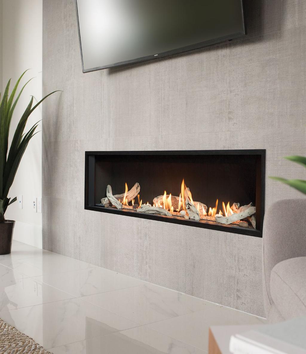 Linear Fireplace Series L3 Fireplace (1800J), Long Beach Driftwood