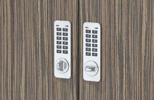 / Right: Compact electronic combination locks provide the convenience of keyless operation.