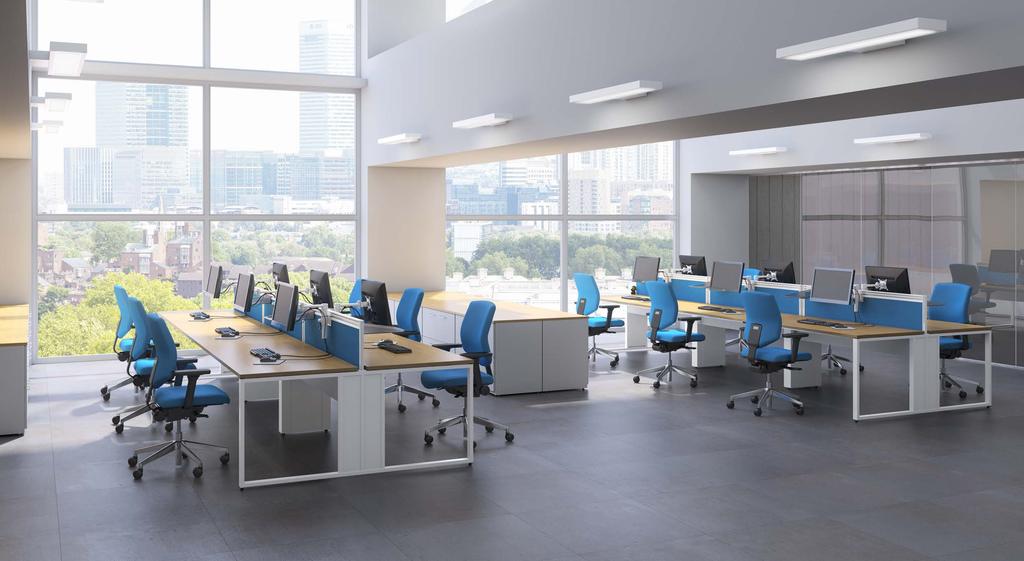 Bench Desks Robust, superbly functional and with a distinctive style. Ambus bench delivers outstanding, high capacity cable management with sliding tops accessing a generous cable tray.
