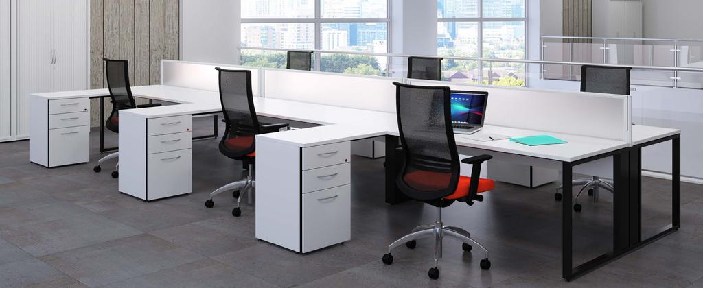 Bench Desks The wide choice of finishes, for tops, frames, panels and screens, enables Ambus bench to be