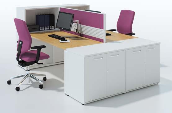 Bench Desks Combined storage/pedestal units integrate with bench desks to provide
