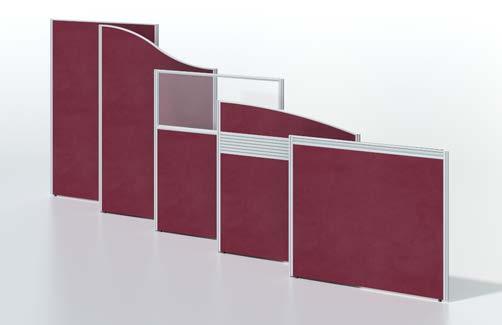 standing screens. Storage units with coloured glass tops.