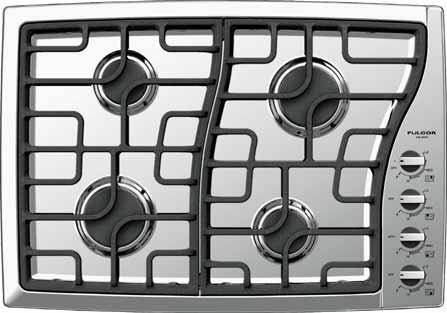87 Series Gas Cooktops300 Gas Cooktops 300 Series F3GK30S1 30 Gas cooktop with 4 burners, stainless steel Electric Flame Ignition and Re-ignition Flame out sensing Heavy Duty Cast Iron Grates