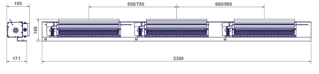SIZE (mm) BAR 1800 1MN0082 Rev 0 SIZE (mm) BAR 3600 COMPONENTS INCLUDED IN THE BAR KIT 1MN0083 Rev 0 A bar kit complete consists of: 2 bars ventilation wired 3 fans for bar, depending on the model of