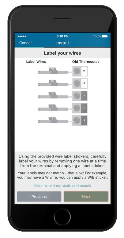 INSTALLING THE SENSI THERMOSTAT Label your wires Using the provided wire label stickers, label your wires by removing one wire at a time.