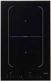 Ergonomic knobs Ignition integrated in knob Continous/stepless setting HG1355GB Domino gas hob Black glass 33 cm wide 2 A+ burners