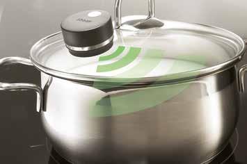 The IQCook sensor attaches to the lid of your cookware and continually monitors the temperature in the pan.