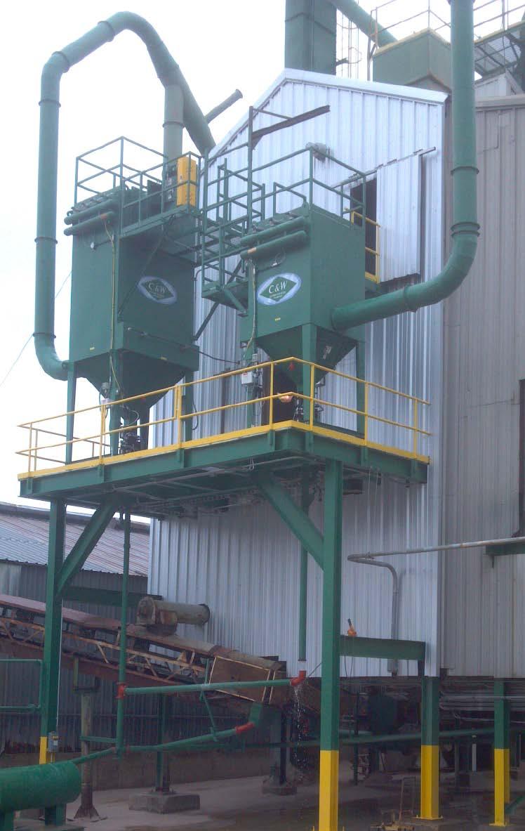 Shown in travel position; equipment folds down and travels without a permit. The CP-2340 Dust Collector offers 16,000 CFM, 22 W.