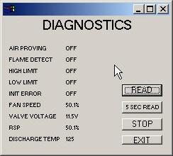 I/O View The I/O view option located in the tools menu is used as a real time diagnostic tool. The system will communicate a provide status of system safeties and operating points.