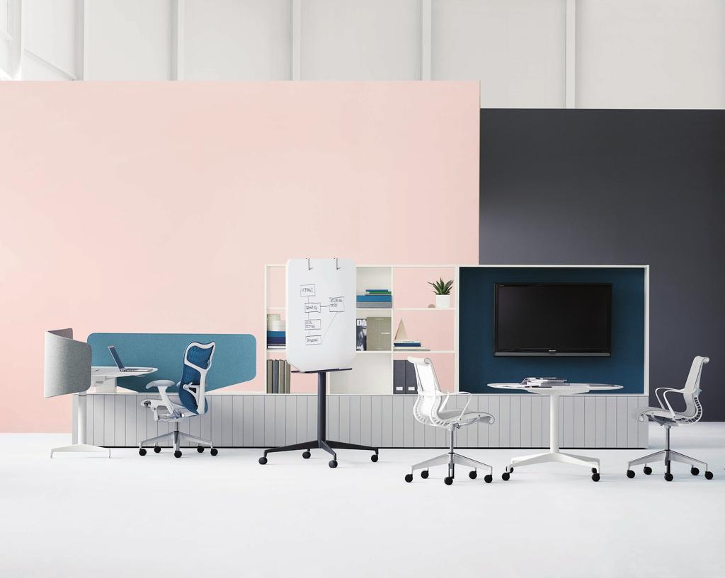 Gather Round Locale s curved, height-adjustable surfaces signal openness, invite interaction, and generously