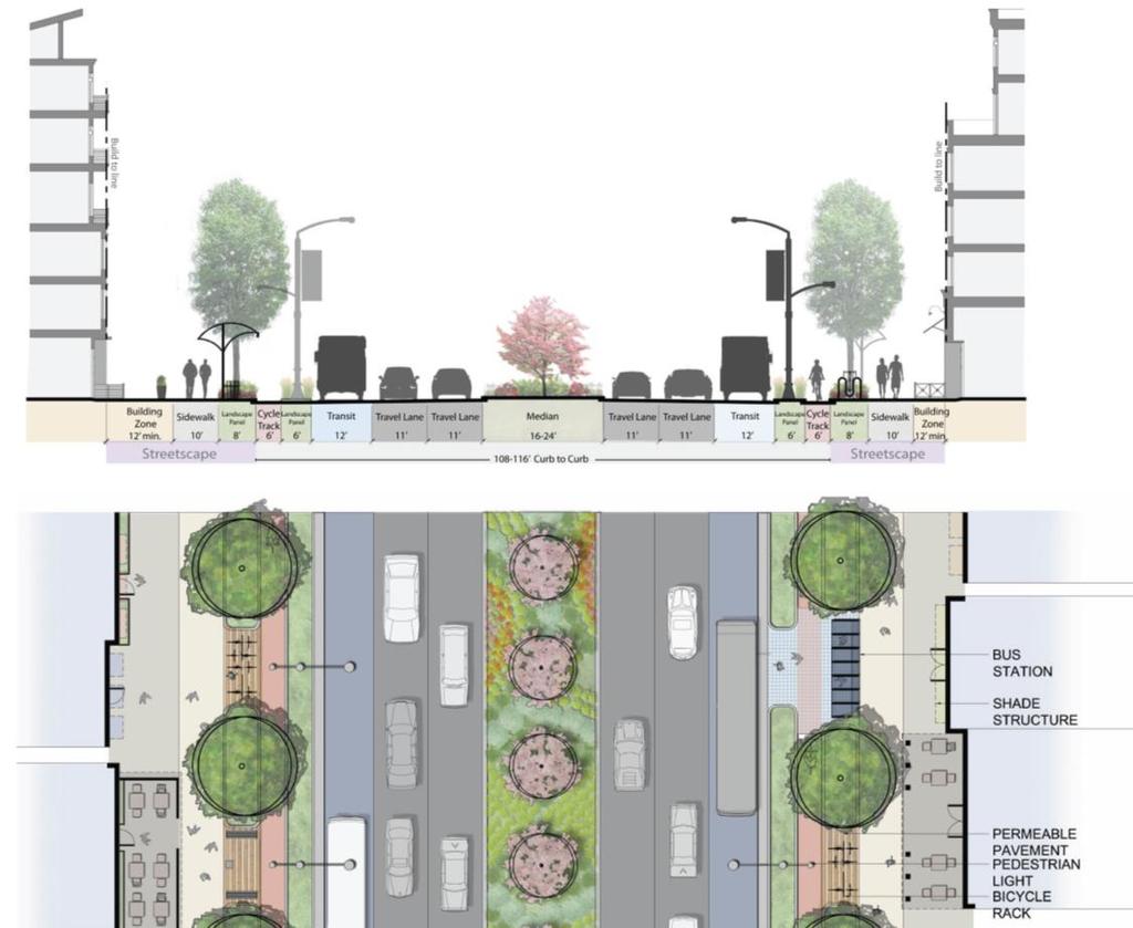 The Transit Boulevard classification applies to Leesburg Pike and the proposed Roosevelt Boulevard extension, that would connect Castle Place with Wilson Boulevard, over Arlington Boulevard.
