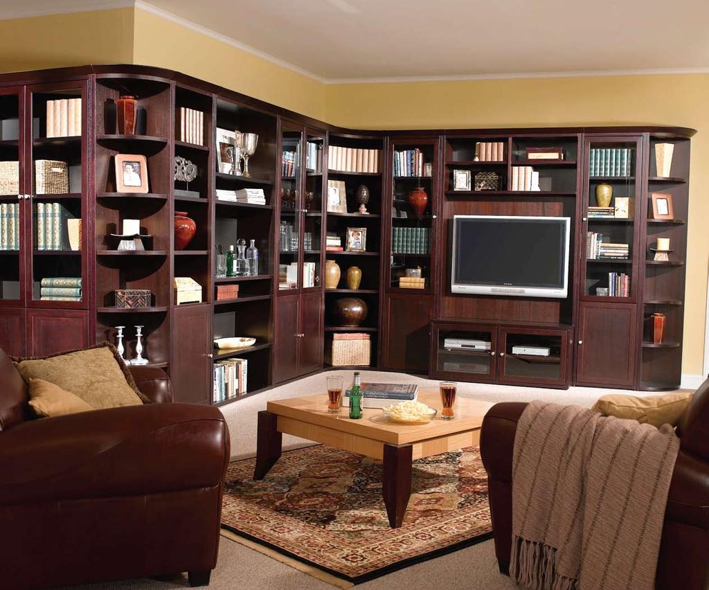 Organize Your Busy Living Space Timeless Teak 86"H Entertainment Wall & Bookcase System.