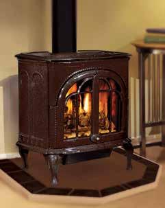 (LP) Serefina shown with Majolica Brown finish. SEREFINA CI1500 These stoves capture the tradition and grace of cast-iron comfort and design.