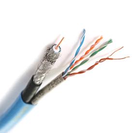 Combination Cable RG6 QUAD +CAT5E in one Jacket Conductor Dielectric & Thickness Shielding 1 & 2 Shielding 3 & 4 Cat5e Dielectric 18 AWG (1.