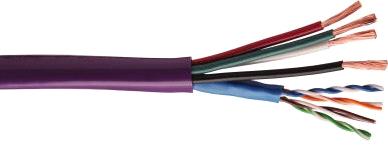 965mm PE Cat5e & 16/4 Audio Under One Jacket 24 AWG/4pr Part 16 AWG Part Conductor 24 AWG Bare Copper Solid 16 AWG Bare Copper 65/34 Insulation