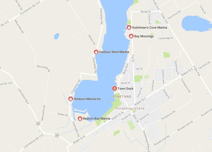 27 Figure 5 Location of existing marinas in Penetanguishene (Source: Google Maps) These marinas are designated as Marine Commercial One and Marine Commercial Two on Schedule A1 of the Official Plan