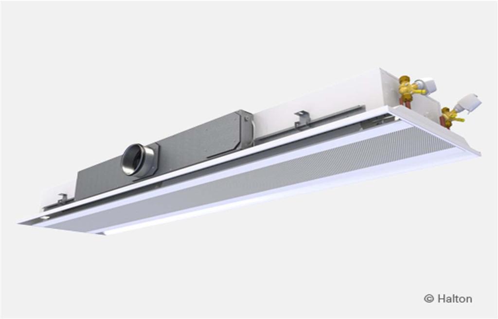 Halton Rex for Vario R6O - Variable air volume chilled beam Halton Rex for Vario chilled beam is: Combined cooling, heating, and supply air unit for flush installation within a suspended ceiling Well