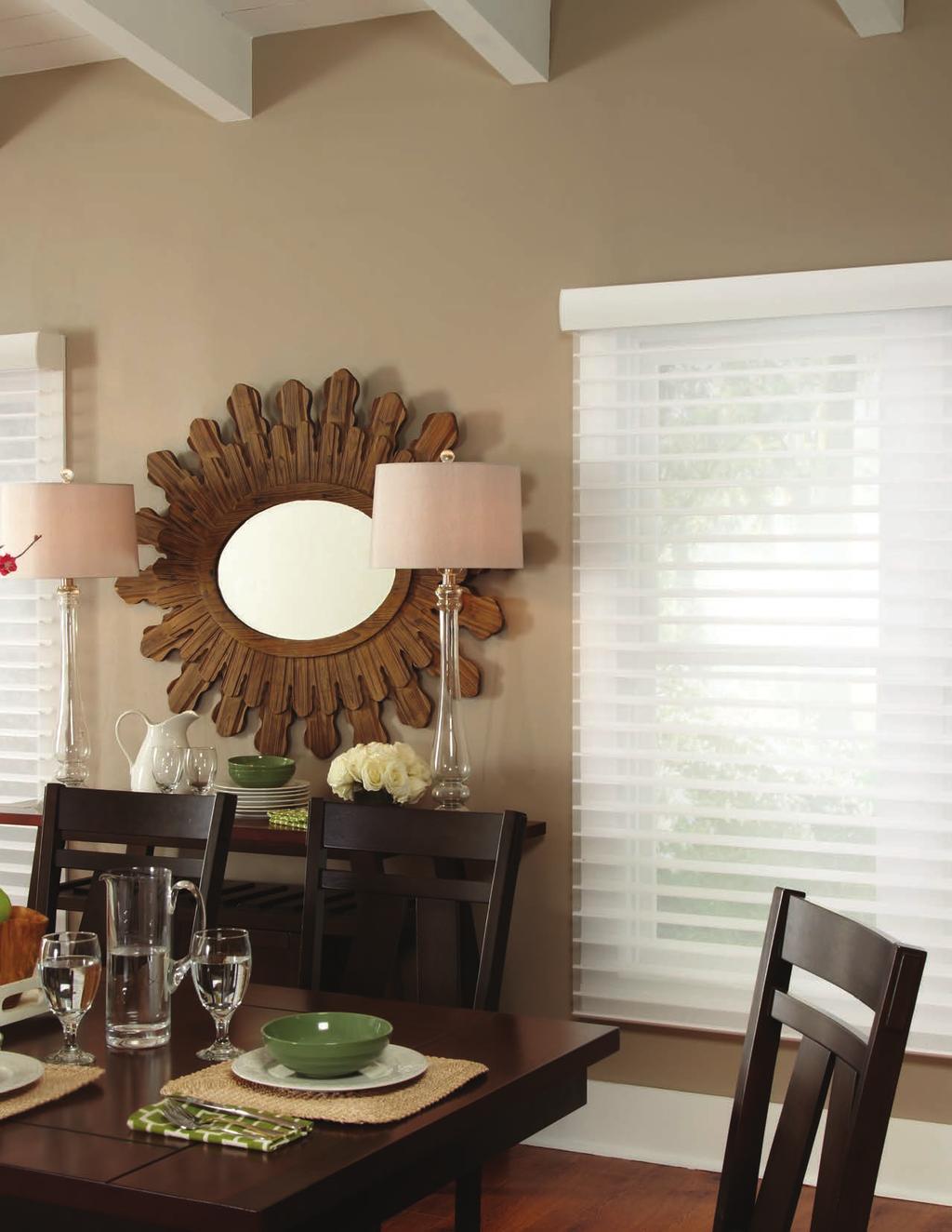 Horizontal sheer blinds, 3 light-filtering vanes in Palazzo fabric, Snow, from The Gallery Collection