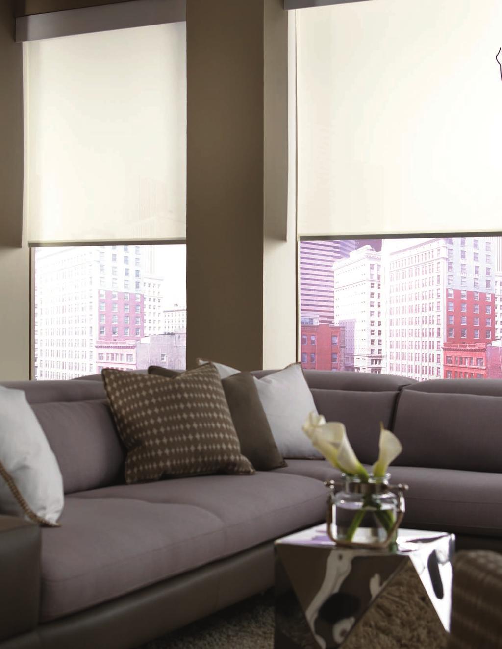 Roller shades in Basketweave 90 fabric, Charcoal, from The ClassicoTM Collection