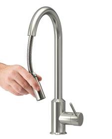 Clear lacquered, brushed nickel-plated brass. Swivel spout is preset to 160 but can be changed to 90. H40cm. Stainless steel colour 902.115.74 4,890.
