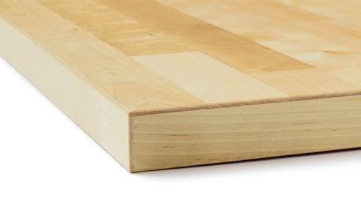 The worktop's plank expression is enhanced by the design on the edges.