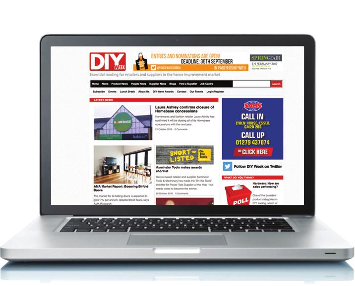 Online Diyweek.net News as it happens DIY Week delivers the largest online audience to the DIY sector, over 30,000 visits per month.