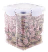 This large container has the capacity for storing a full package of cookies or a bag or pretzels or chips. Use in Pantry, Refrigerator or Freezer. 6.4 x 6.1 x 6.