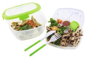 meal. The multiple compartments with large capacities includes one dressing