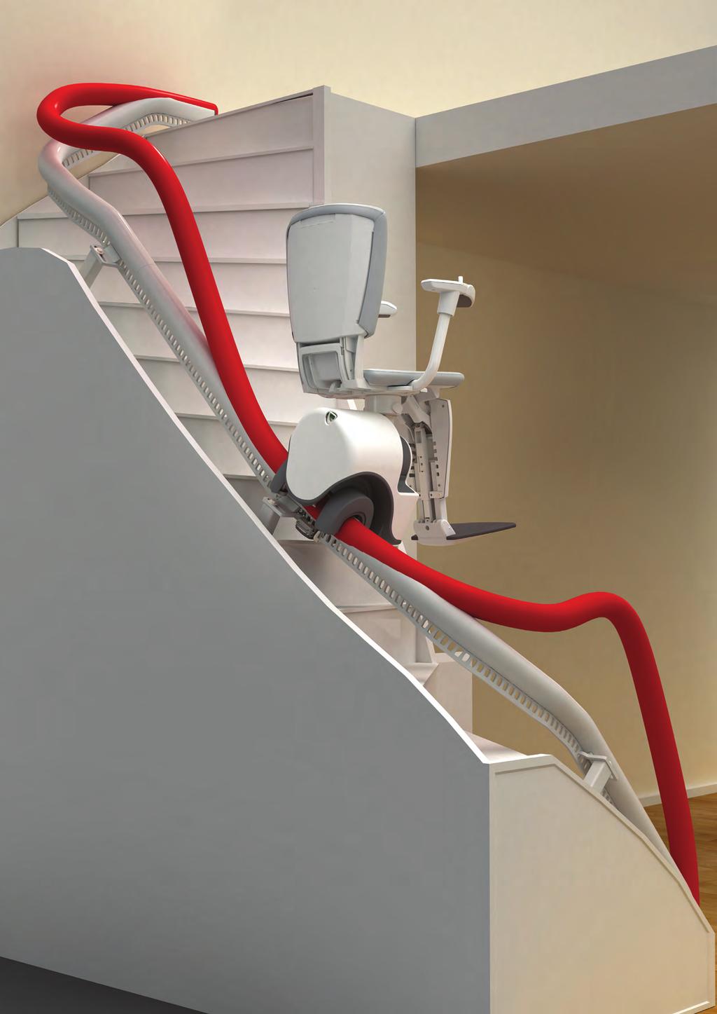 The seat is always in the correct position to get on and off safely The Flow2 swivels as it travels, this means that getting on and off the lift at either end of the staircase is quick and easy.