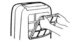 Attach the air filter Insert the lower tabs of the air filter into the main unit and press the air filter in place until you hear the tabs click into place. (see Fig. 9) Fig. 7 Fig. 8 Fig.