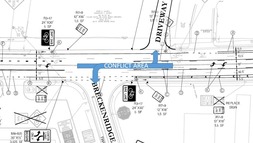 Figure 5: Potential University Drive Conflict Area A traffic study has been provided by the applicant to compare existing and potential traffic volumes on adjacent streets and associated intersection