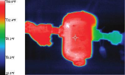 Tracking hydronic radiant heat loops Thermal imagers can be used to track radiant loops under solid surfaces. The radiant loop should appear as similar palette gradient along the loops.