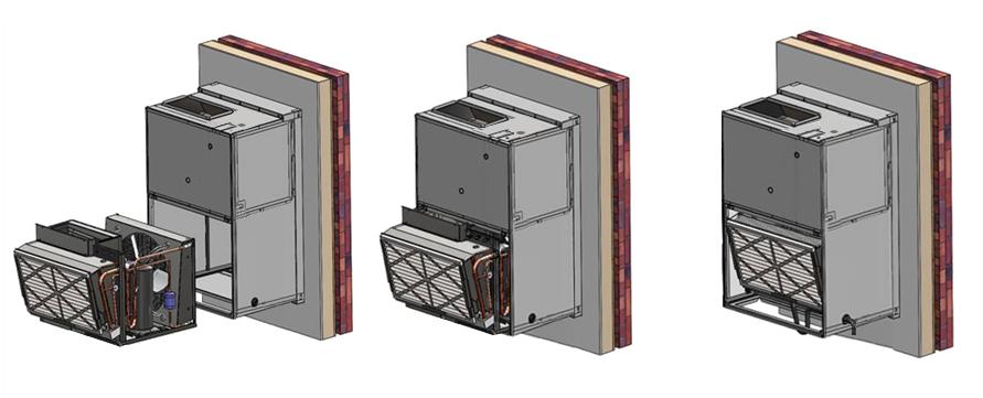 4 Wall Sleeve Assembly and Installation Instructions) so the front of the unit is in contact with the front flanges of the Wall Sleeve. For ease of installation (OPTIONAL): a.